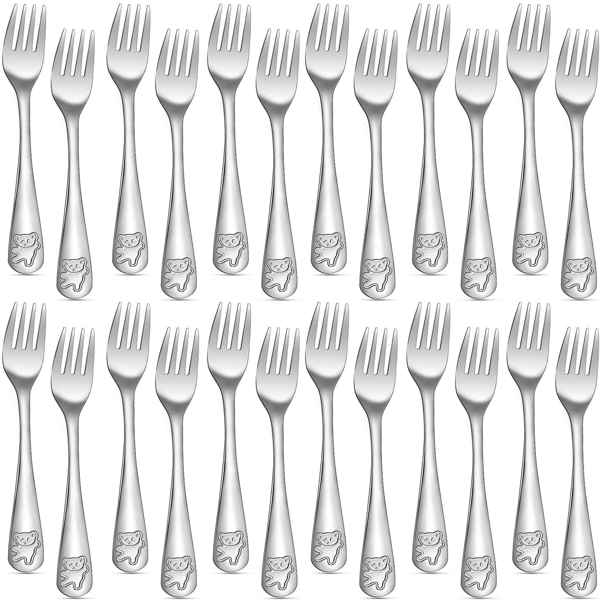 Erinnmy 24-piece toddler forks set for self-feeding with durable stainless steel