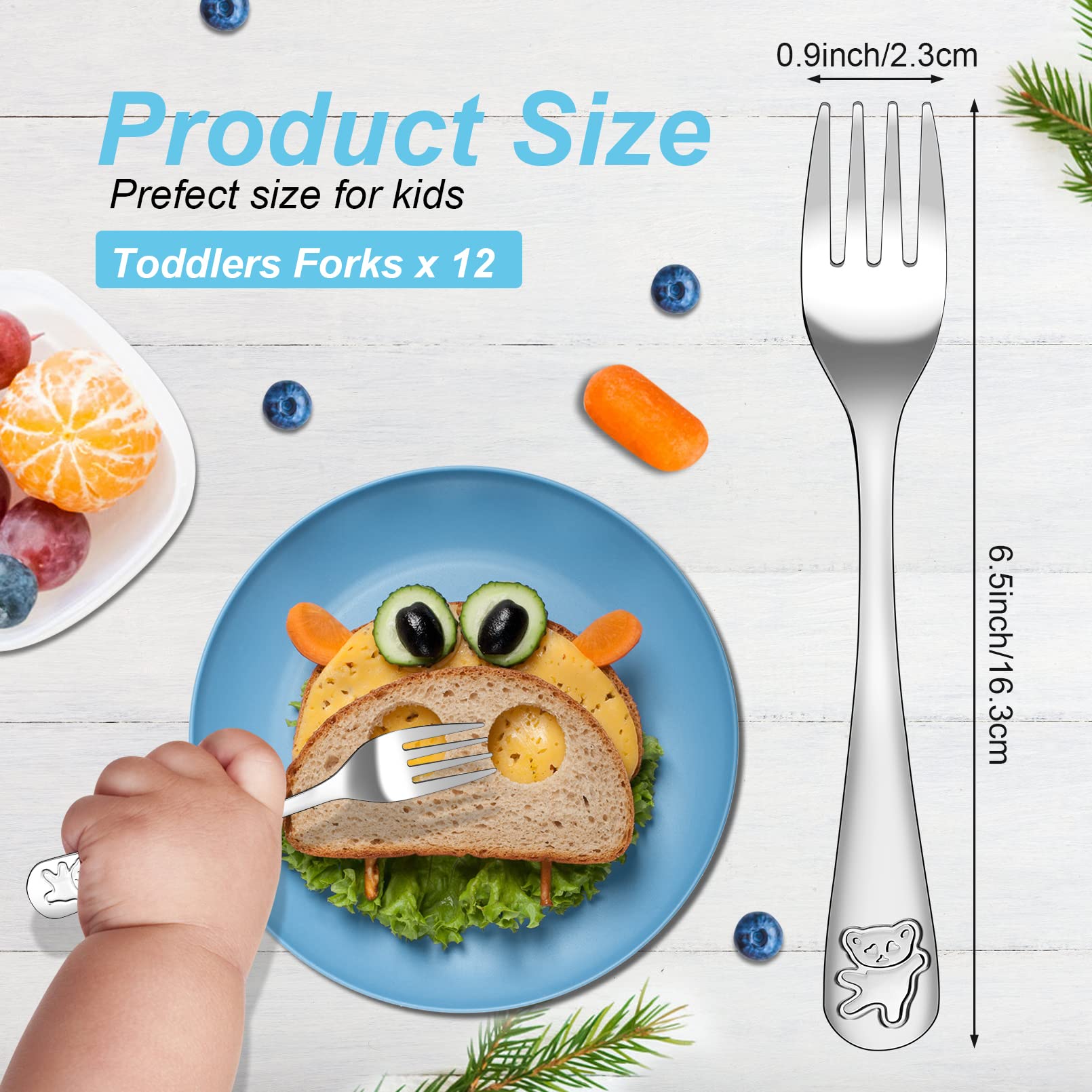Erinnmy bear-engraved toddler forks encourage independent eating