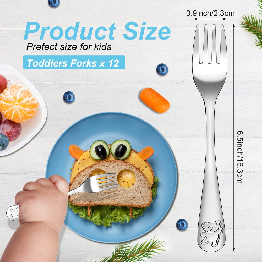 Erinnmy bear-engraved toddler forks encourage independent eating