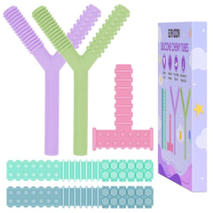 ERKOON sensory chew tubes, T-shaped, safe for oral exploration and calming focus.