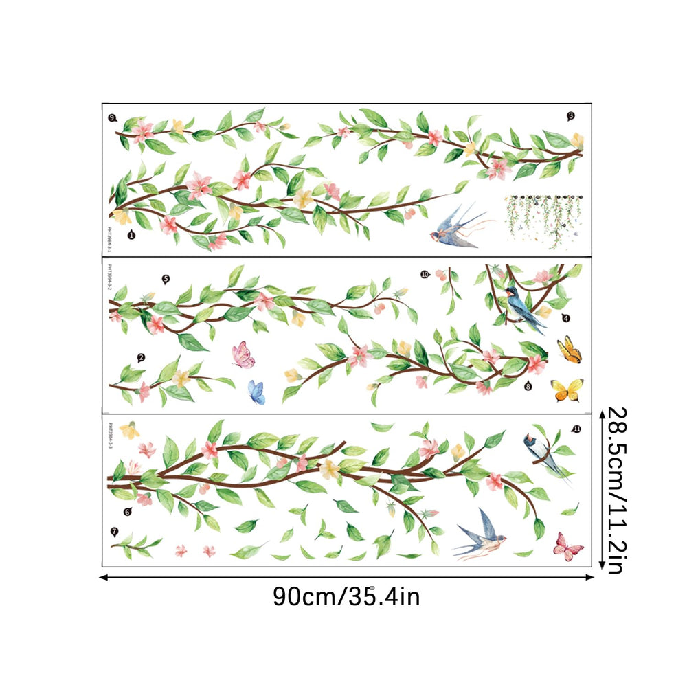 Erllsino decorative leaf decals suitable for windows, doors, and mirrors.