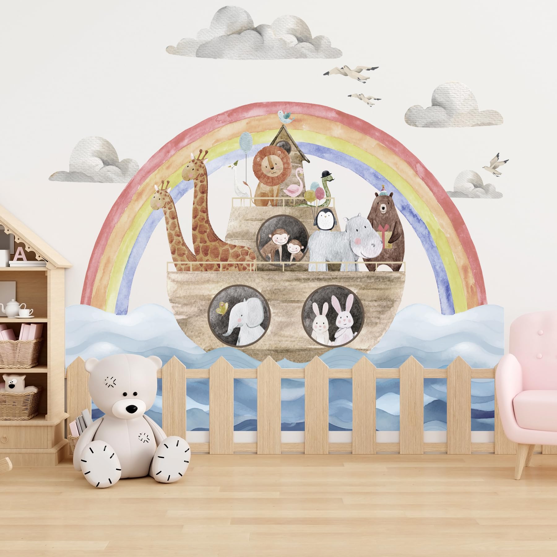 ERNTRNL Noahs Ark wall decal elephants create a vibrant bedtime backdrop