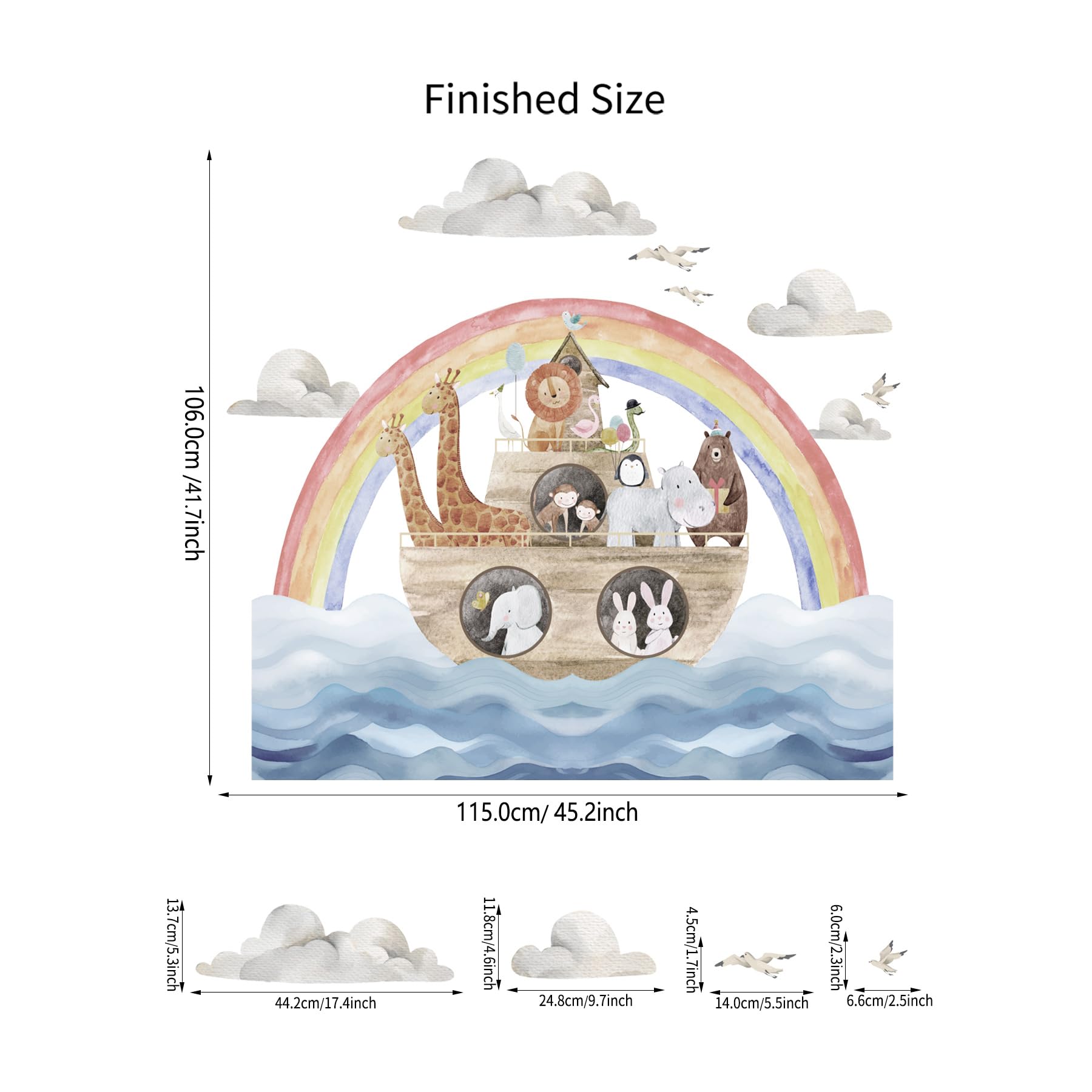 ERNTRNL Noahs Ark wall decal giraffes brighten walls for imaginative play