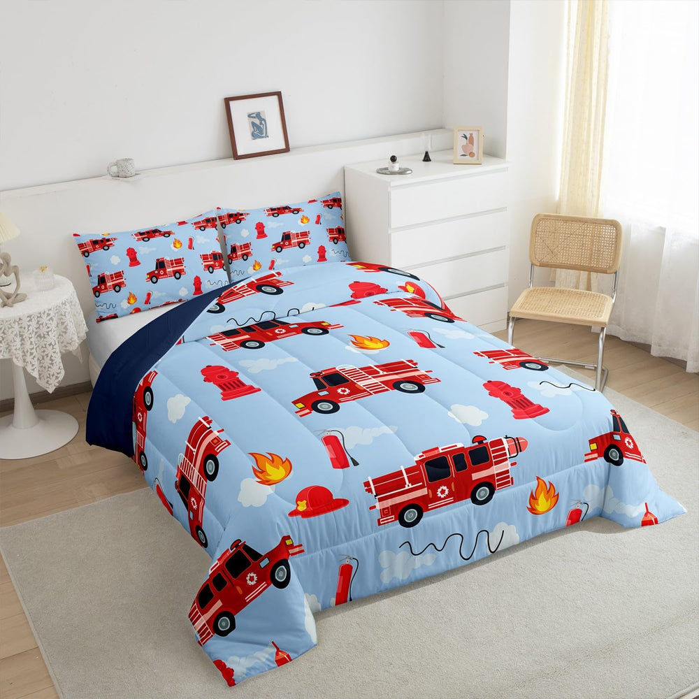 Erosebridal red fire truck bedding is machine washable for easy care