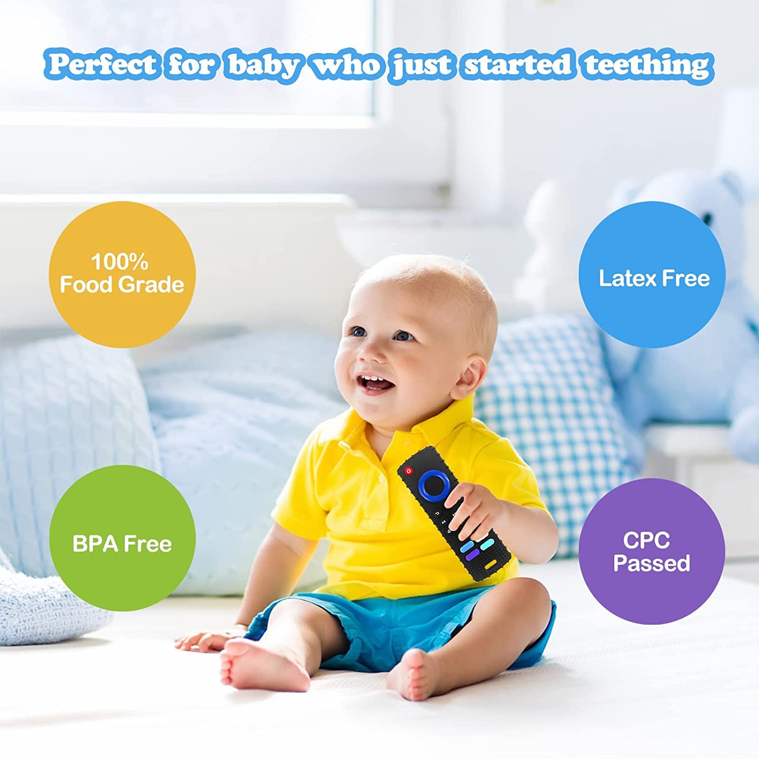 ERSIHUA teether back with eleven depressions supports varied mouth fit.