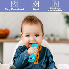 ERSIHUA silicone teether textures stimulate gums and tactile exploration.