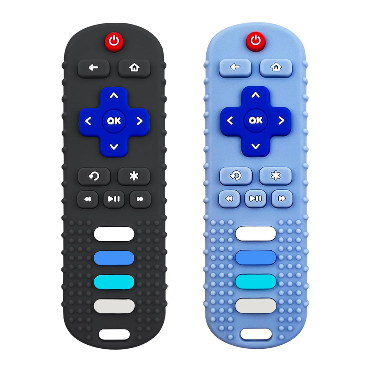 ERSIHUA TV remote teether in black soothes teething with safe silicone.