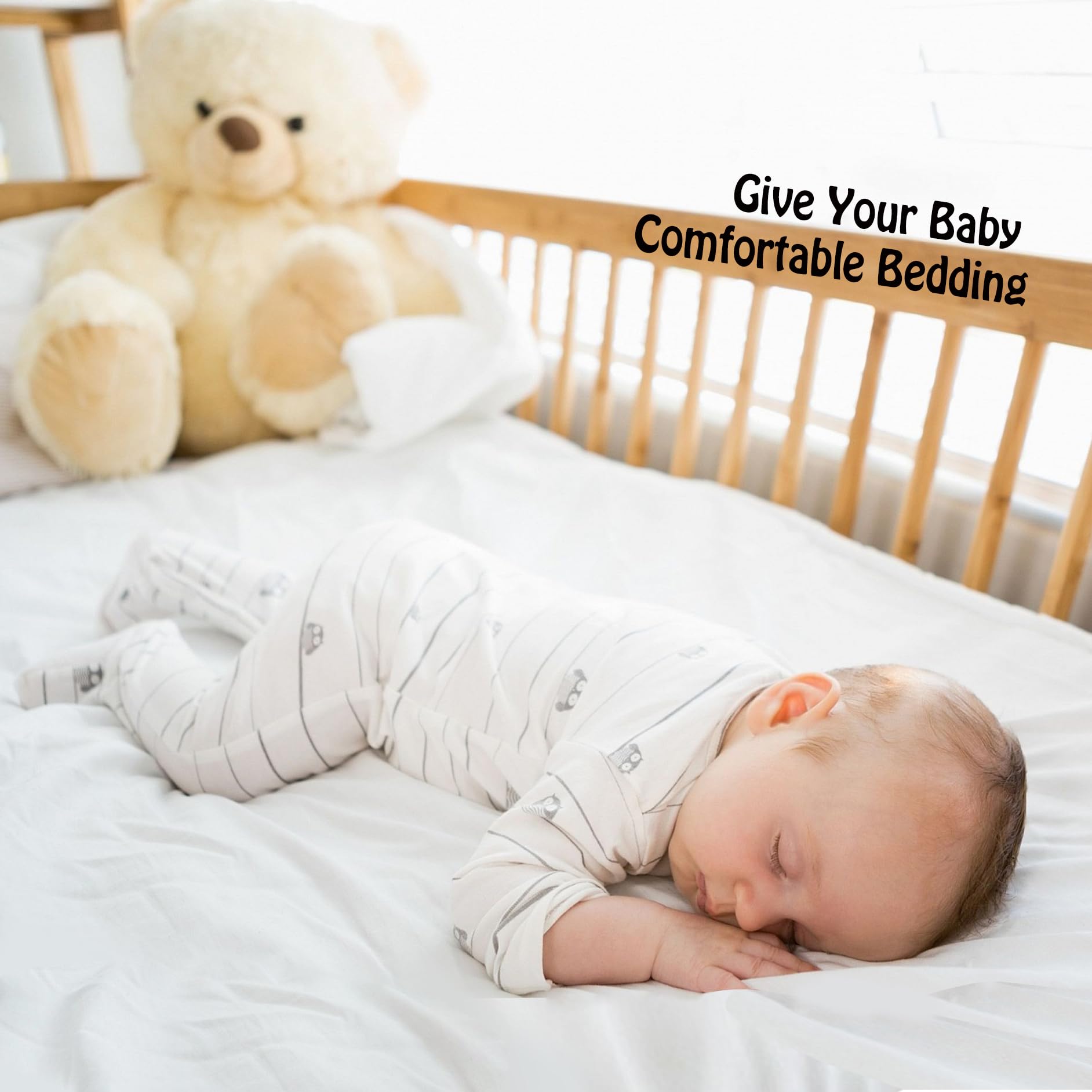 Nursery scene with Ersmak satin crib sheets on a crib mattress
