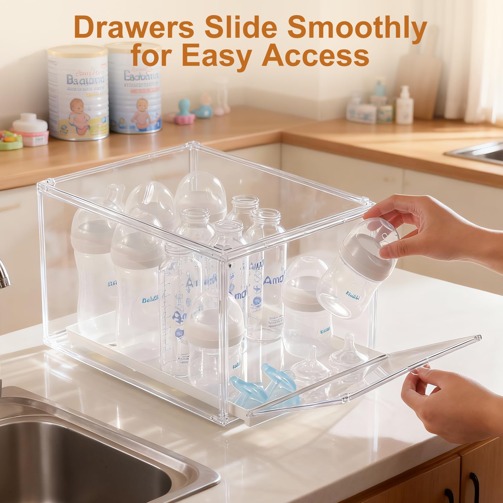 ERTIUANIO bottle organizer magnetic door keeps items clean