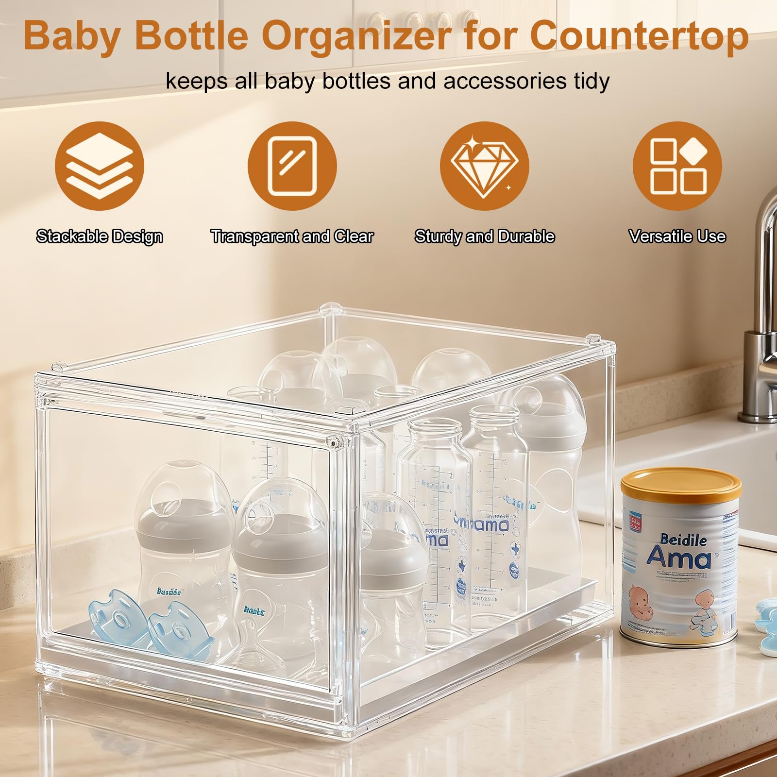 ERTIUANIO stackable bottle organizer design saves vertical space