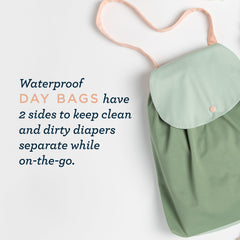Esembly Day Bag back pocket for easy access to clean items during outings.
