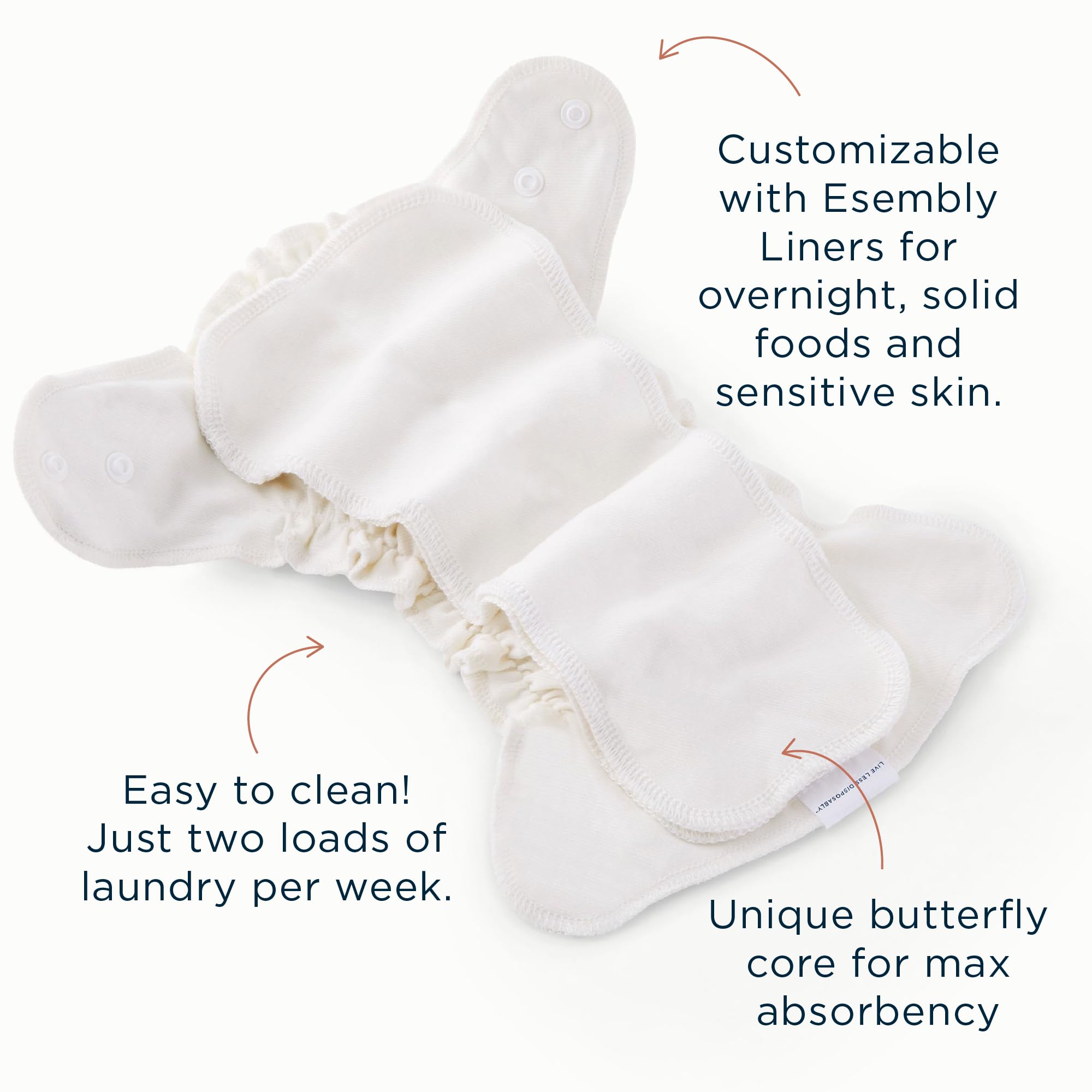 Essembly Inner trim-fitting-size-1 is ideal for babies 7-17 lbs.