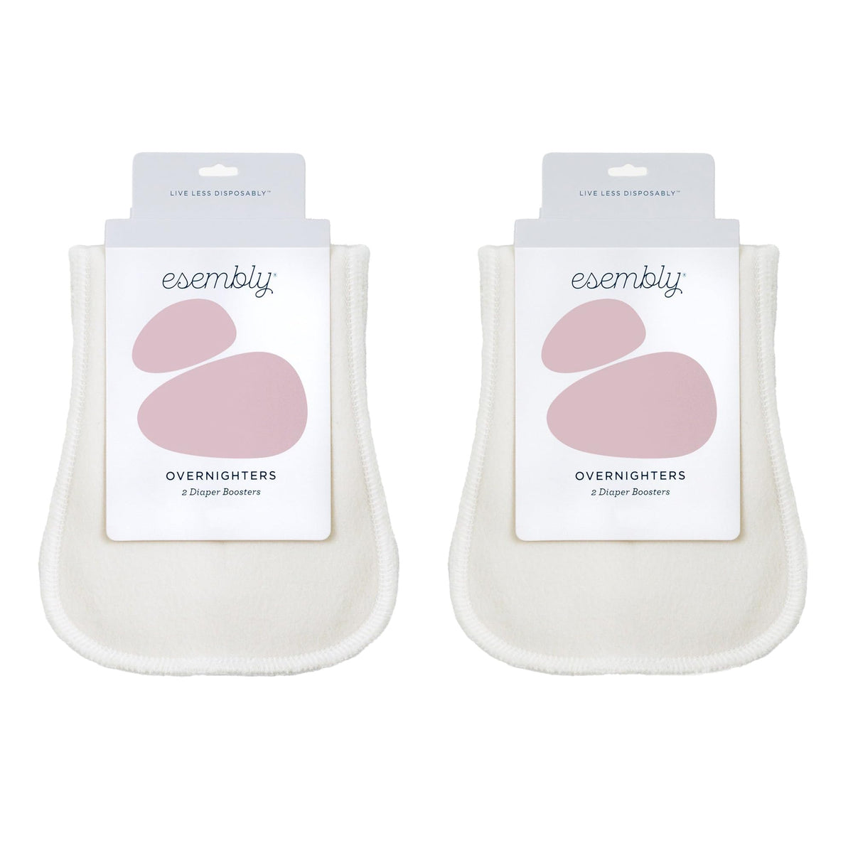Esembly Overnighters organic cotton insert with stay-dry fleece for overnight protection.