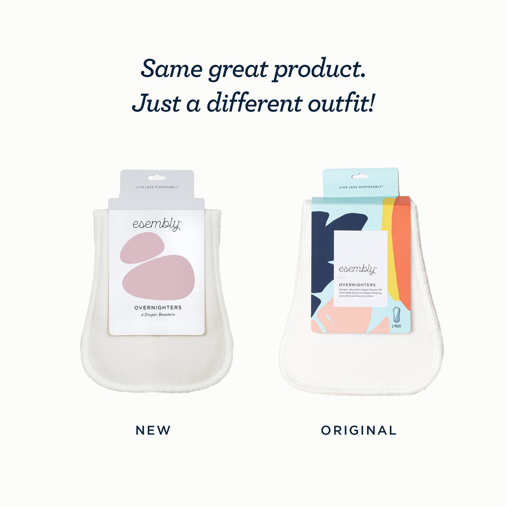 Esembly Overnighters fleece-side up inside the diaper for a dry morning feel.