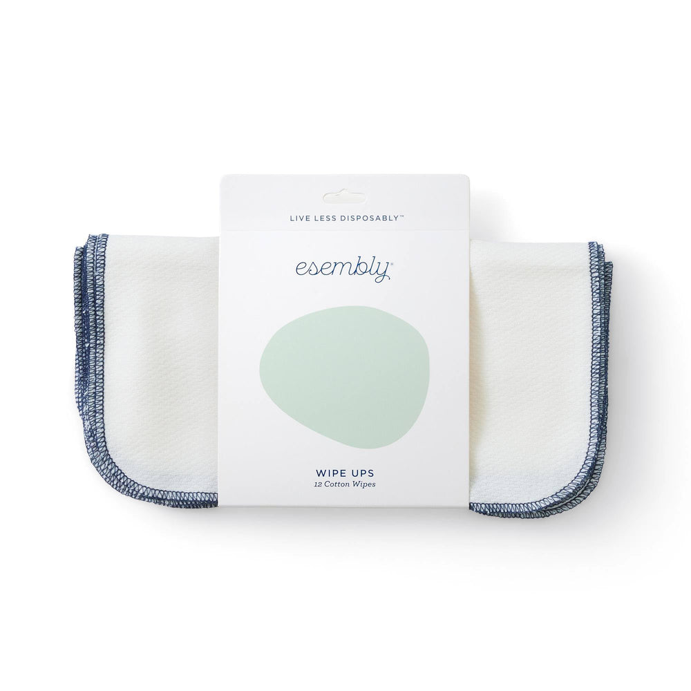 Esembly Wipe-Ups organic cotton soft wipes for baby's skin.