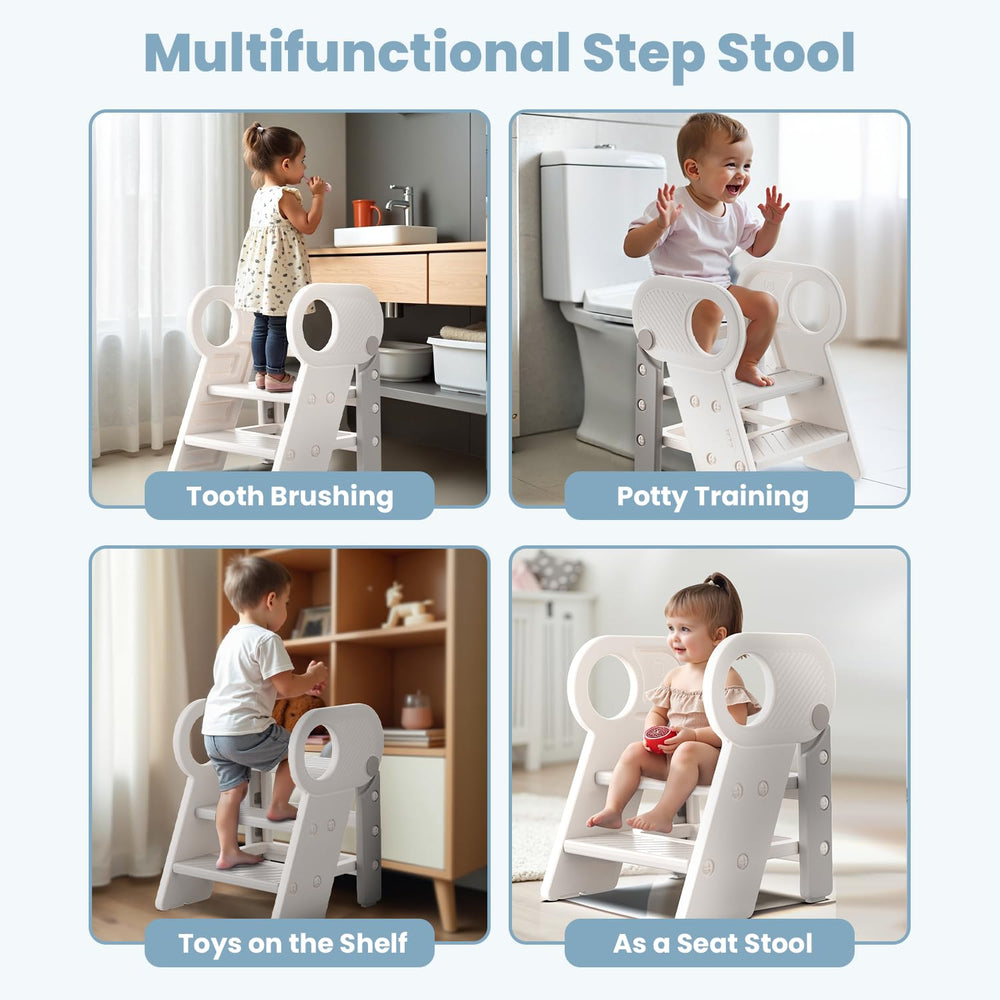 esemoil 3-step stool serves as a bathroom and toilet helper for kids.