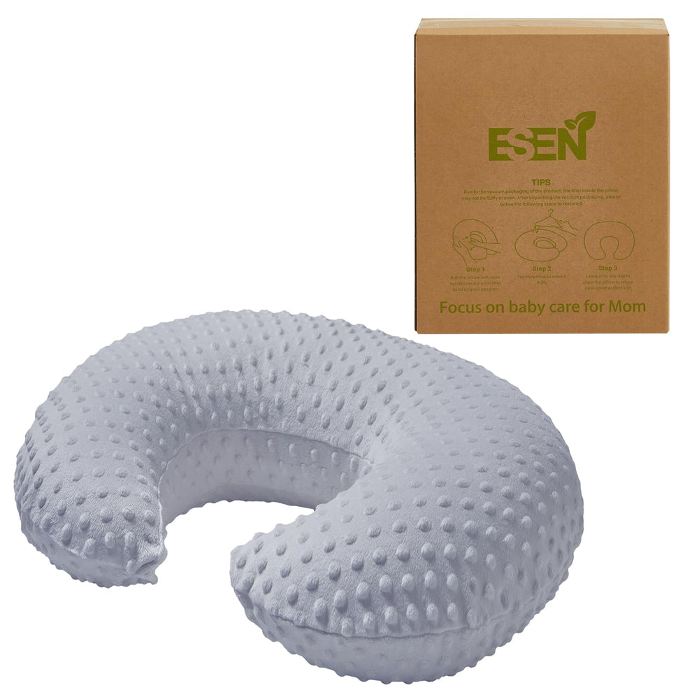 ESEN nursing pillow plush-dots fabric adds cozy texture