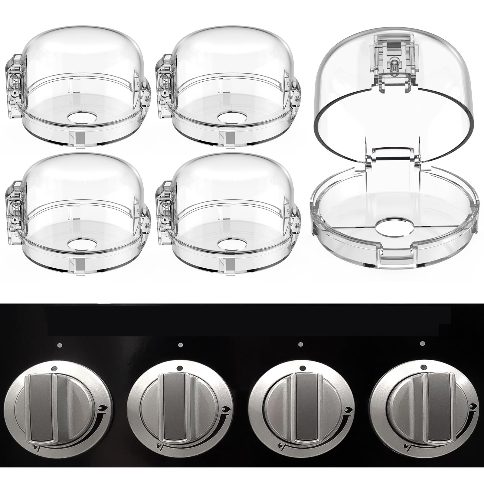 ESENHARBER stove knob covers angled view showing clear visibility for precise temp control