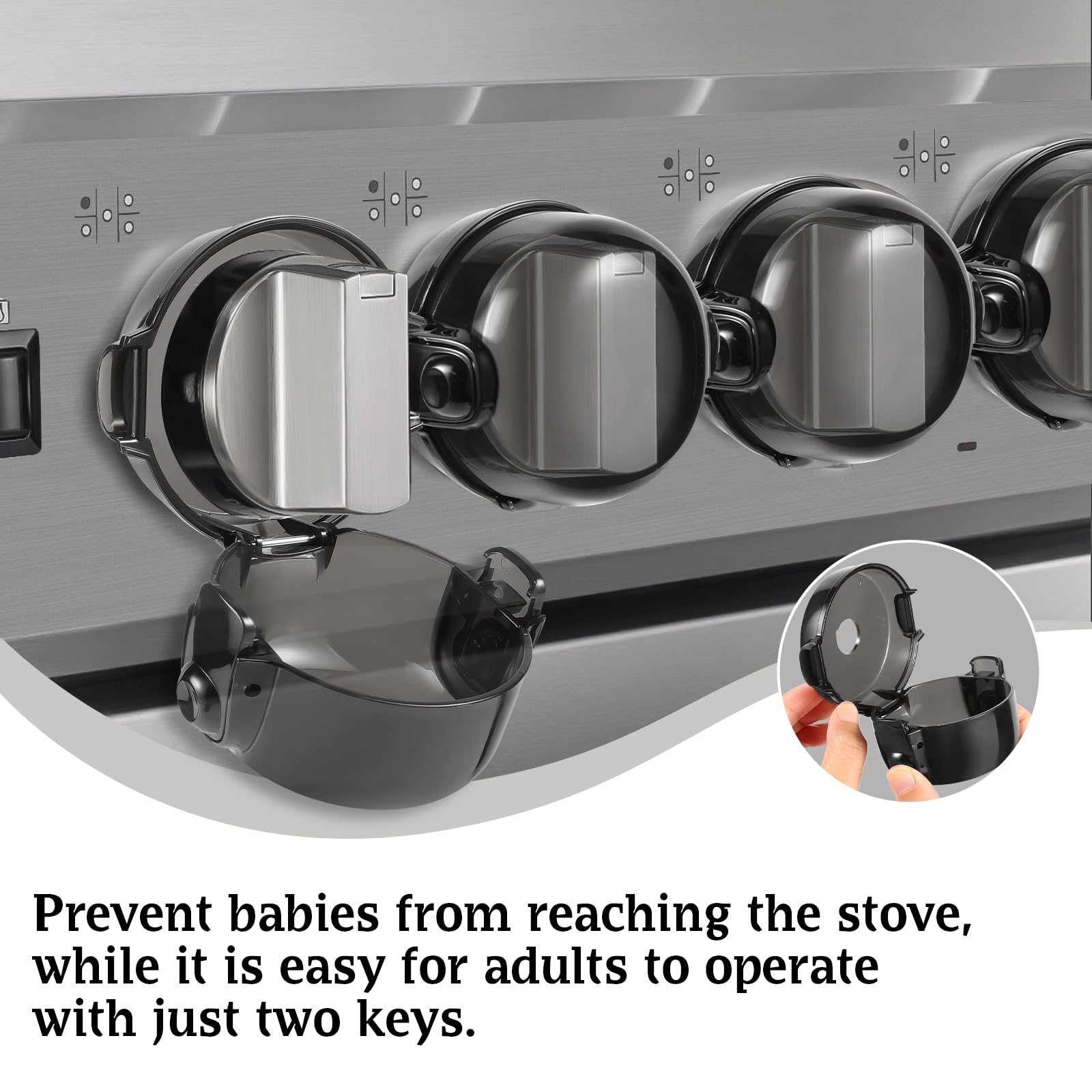 Kitchens stay safer with knob covers during busy mornings and late-night prep.