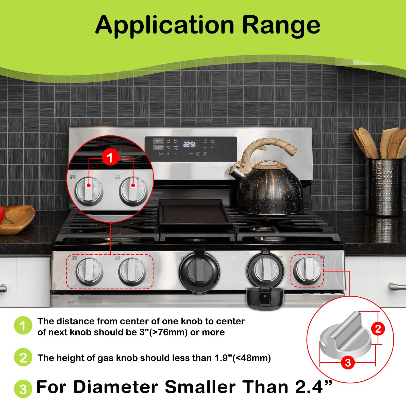 ESENHARBER upgraded oven knob cover in black offers reliable child safety.
