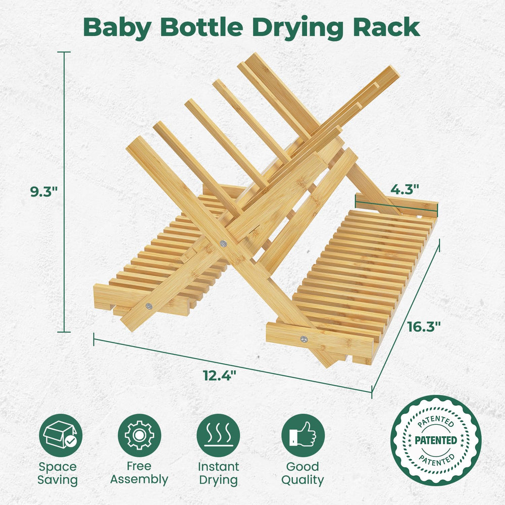EsLuker.ly bamboo bottle dryer natural look complements kitchen decor while drying bottles efficiently.