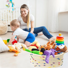 Esme L&H woven basket in cube shelf storage uses small-space organization.