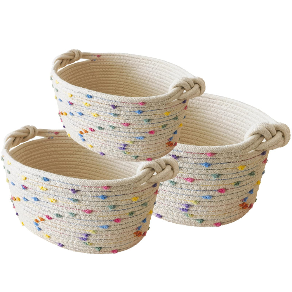 Esme L&H small woven rope basket handle closeup shows sturdy knot handles for easy carrying.