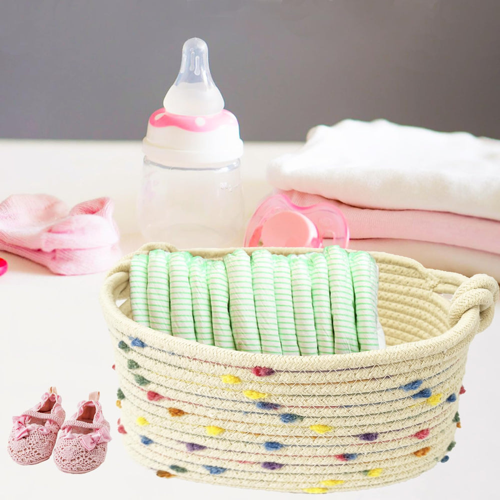 Esme L&H basket serves as cute nursery decor while tidying toys.