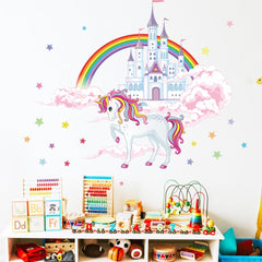 Esmee watercolor clouds castle wall sticker adds dreamy ambiance to a child's room.