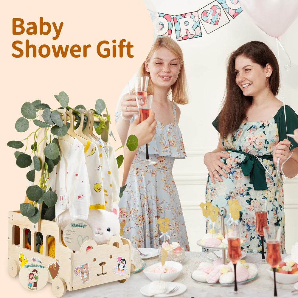 Esmorah baby announcement sign and stickers personalize the moment.