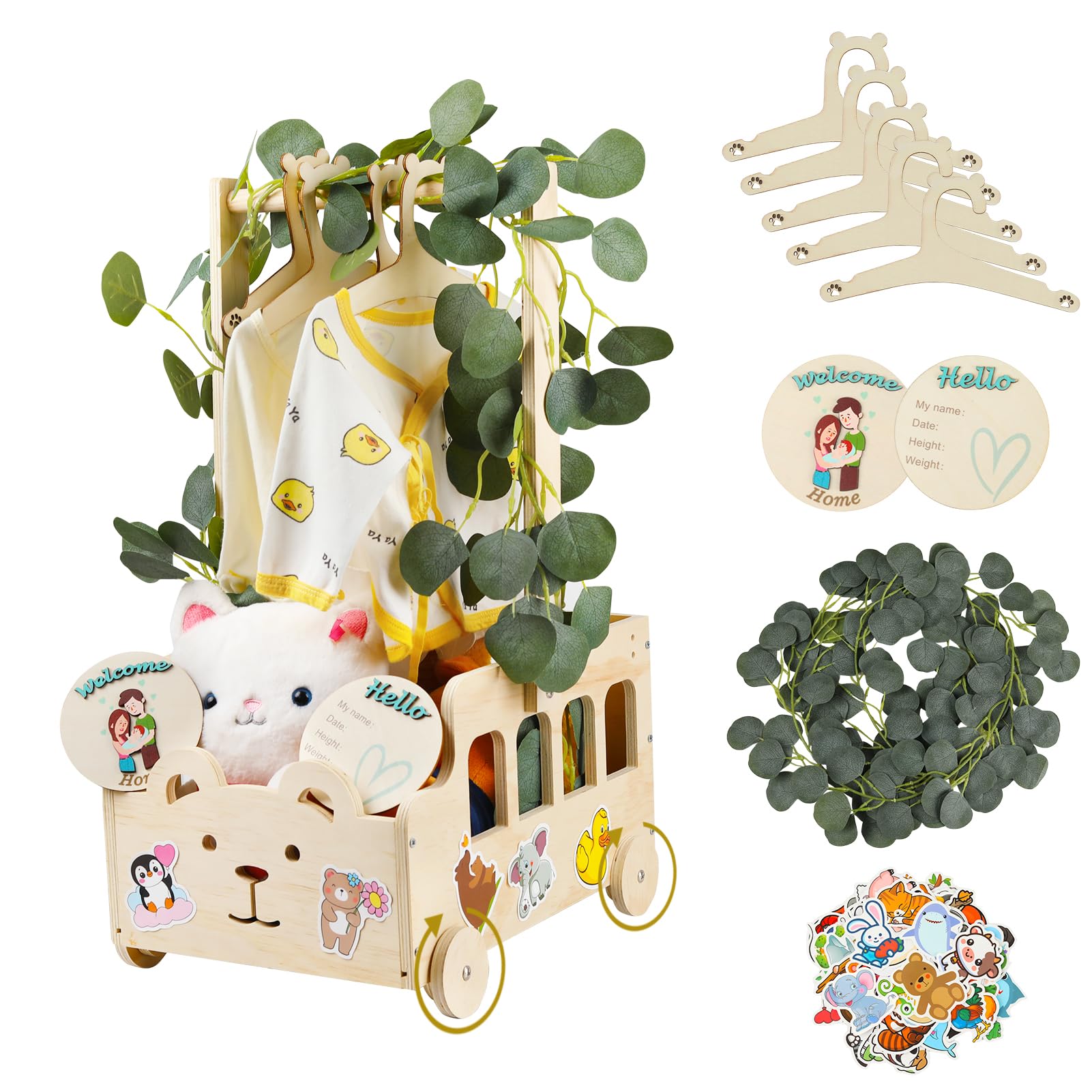 Esmorah bear-themed baby shower crate adds charm to your decor.