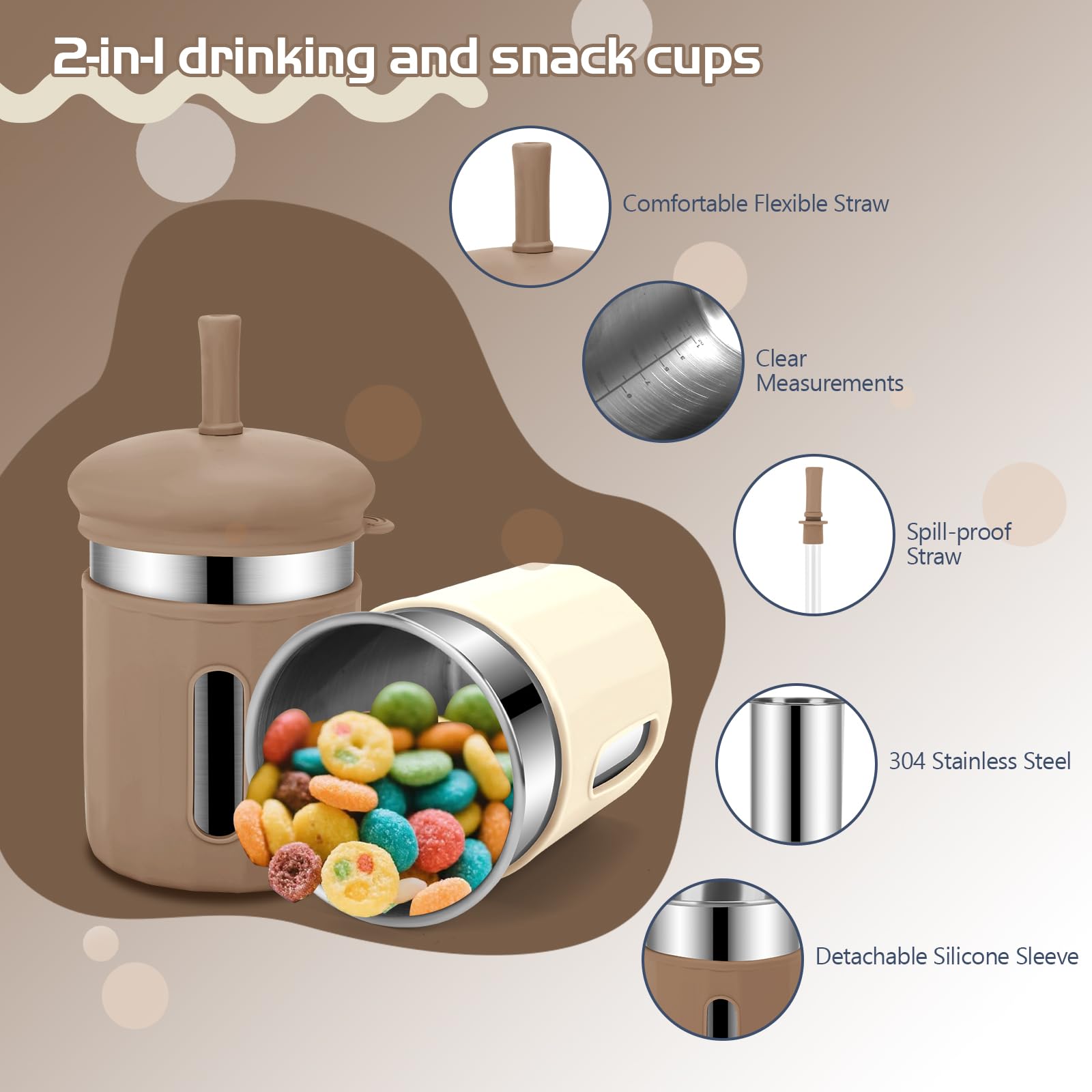 2-in-1 design doubles as a snack container for lunchboxes.