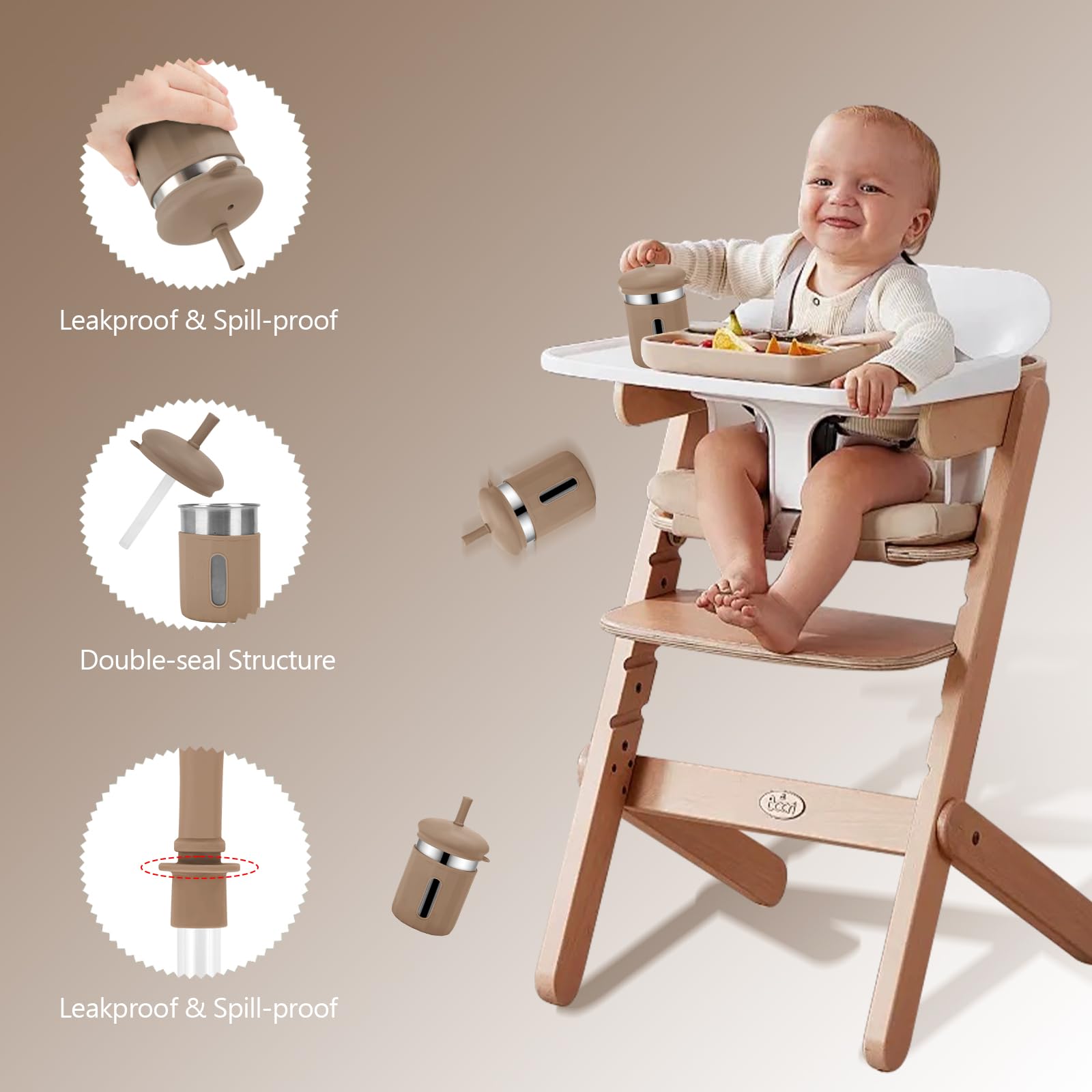 Dishwasher-safe kids cup with removable straw for easy cleaning.