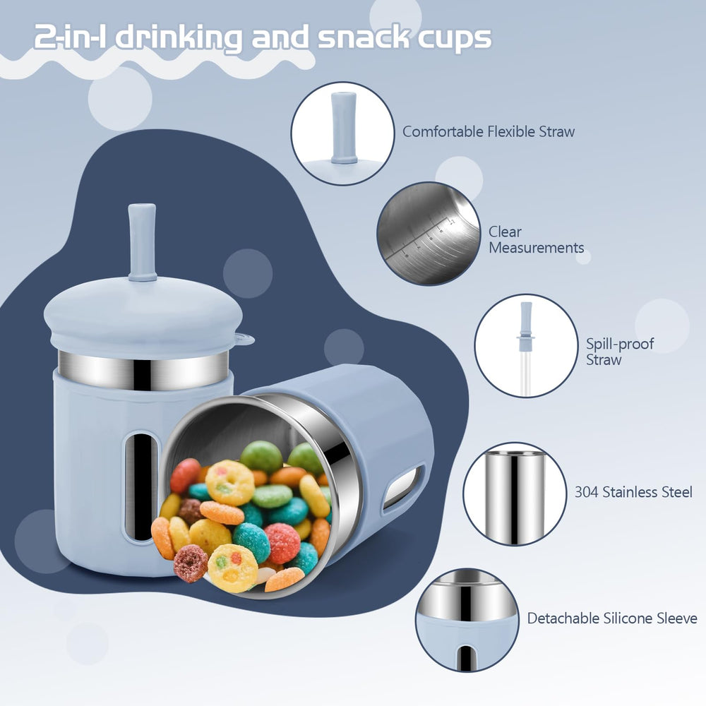 EsOfficce stainless steel cups with anti-leak straw for spill-free sips