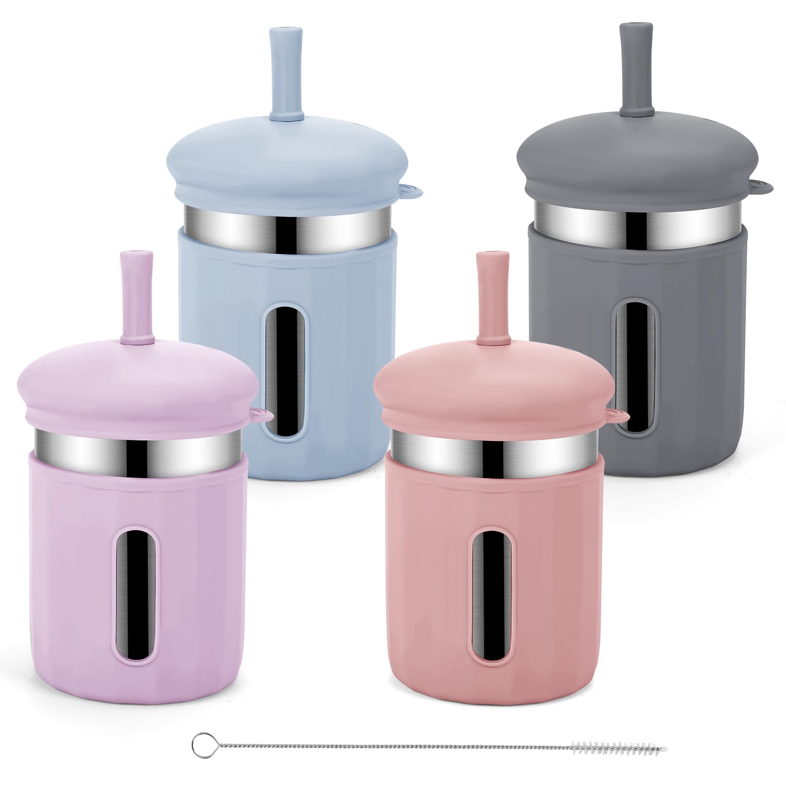 EsOfficce stainless steel kids cups with pour spout for spill-free drinking