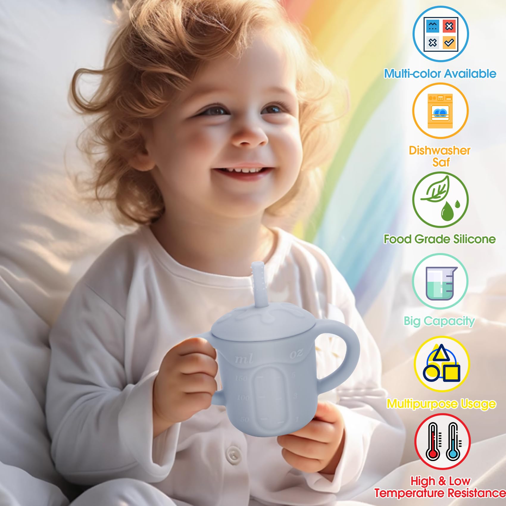 EsOfficce silicone baby cup visual window reveals contents at a glance