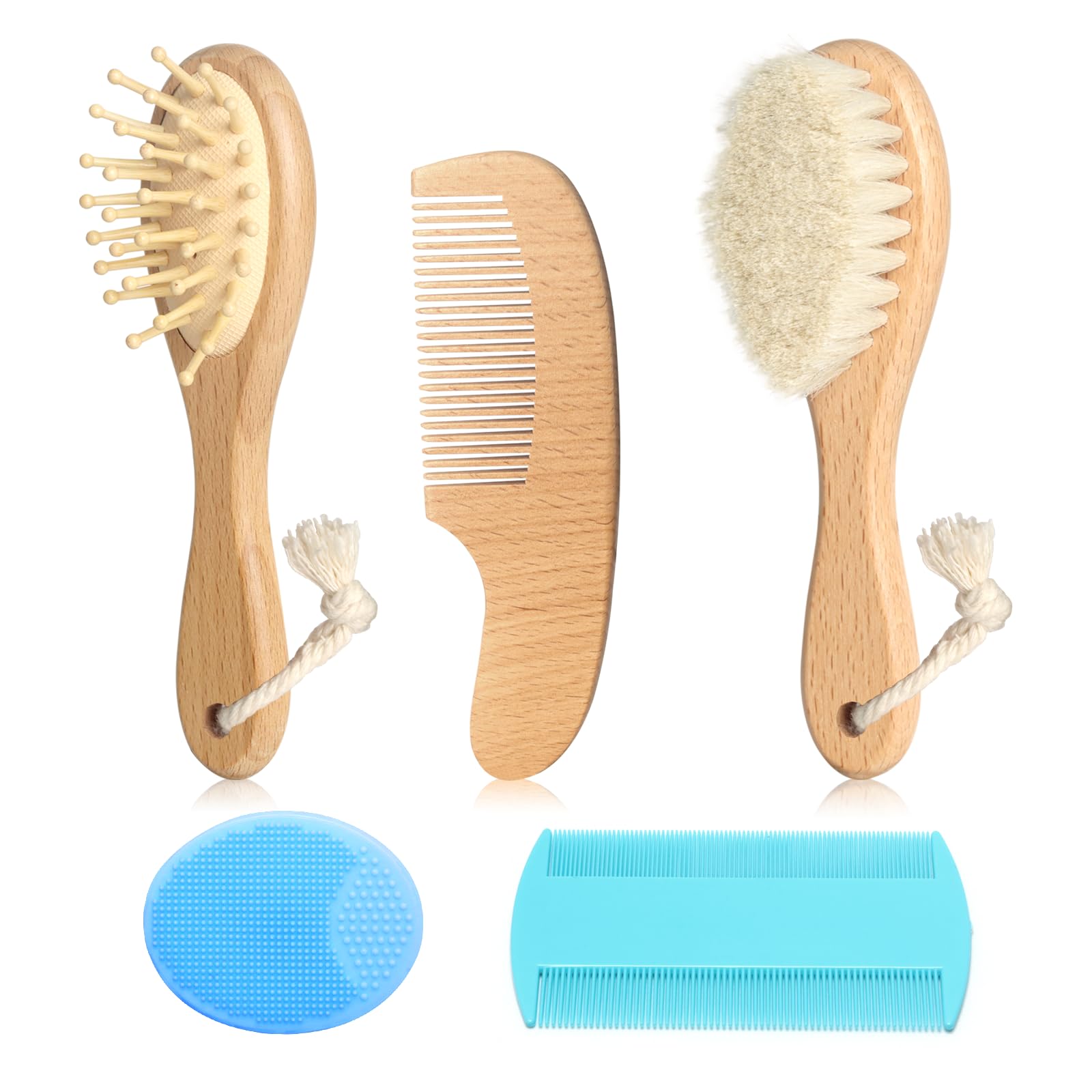 Esonto wooden goat bristle brush for gentle, natural baby grooming.