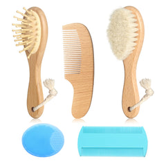 Esonto wooden goat bristle brush for gentle, natural baby grooming.