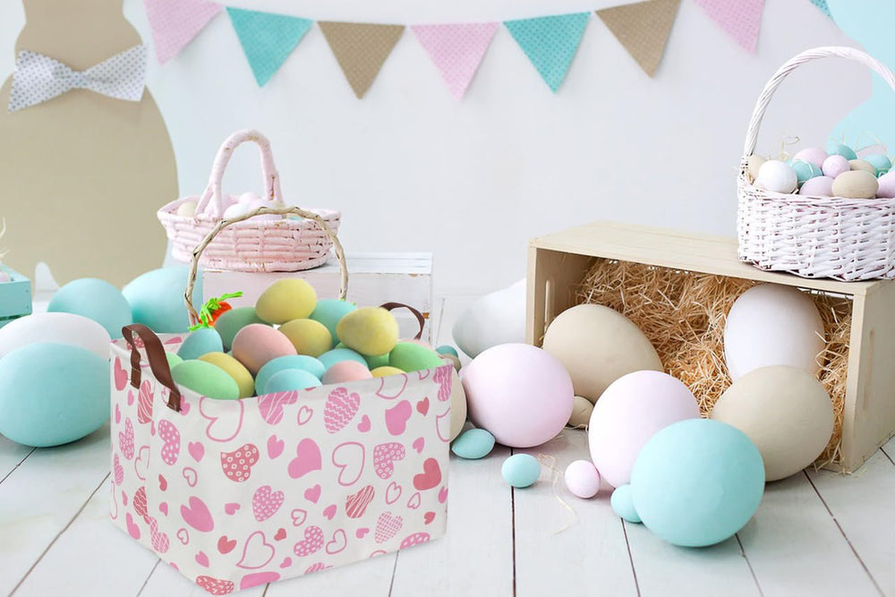 Essme heart basket used as bedroom decor and storage solution