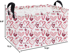 Essme heart storage bin with handles for easy transport.