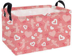 Essme pink heart rectangle basket with handles for easy kid-friendly organization