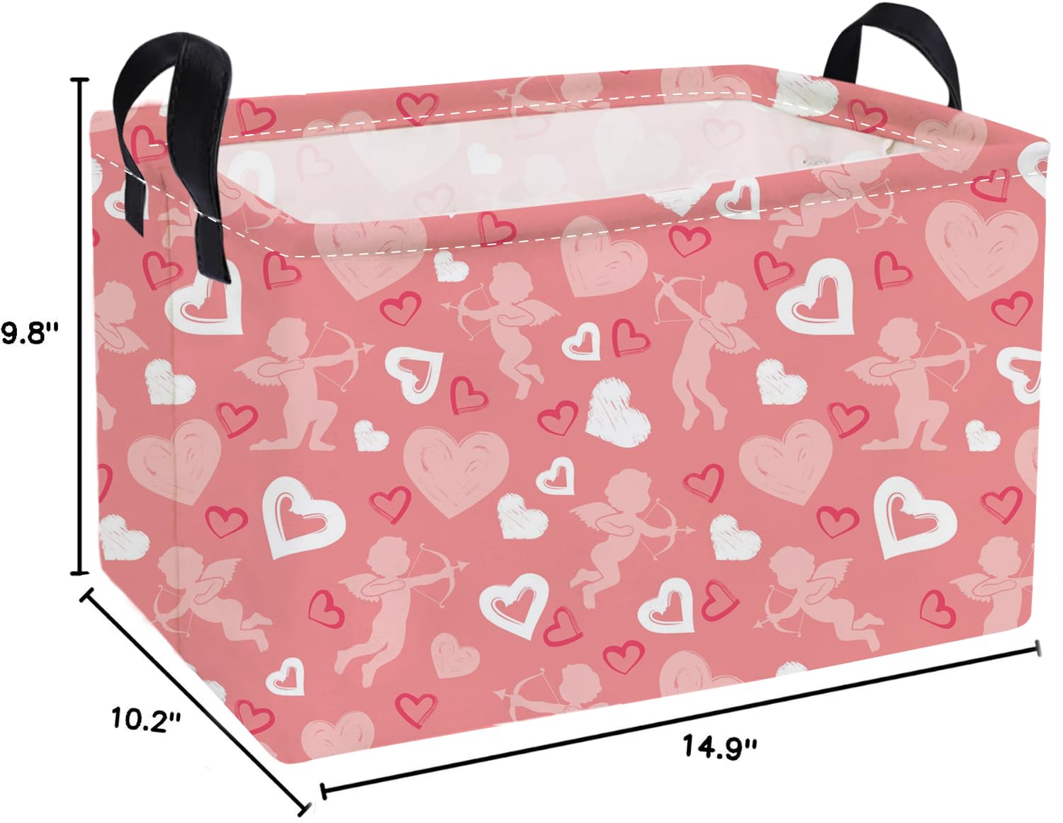 Essme pink heart storage bin shown in a nursery setup for tidy organization