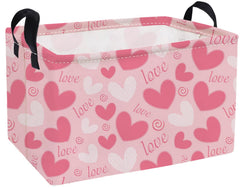 Essme pink heart basket front view showing rectangle shape for organized storage