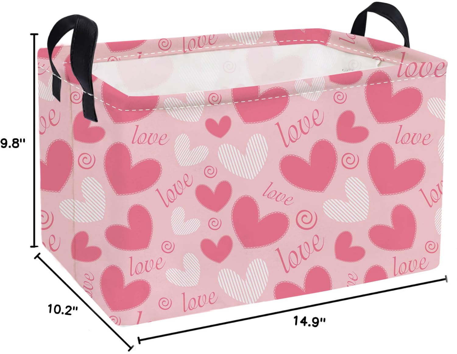 Essme pink heart basket with cotton rope handles for easy transport