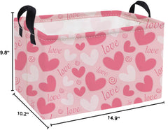 Essme pink heart basket with cotton rope handles for easy transport