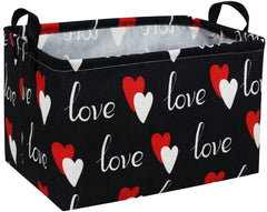 Essme rectangular heart basket with black love handles for stylish nursery organization.