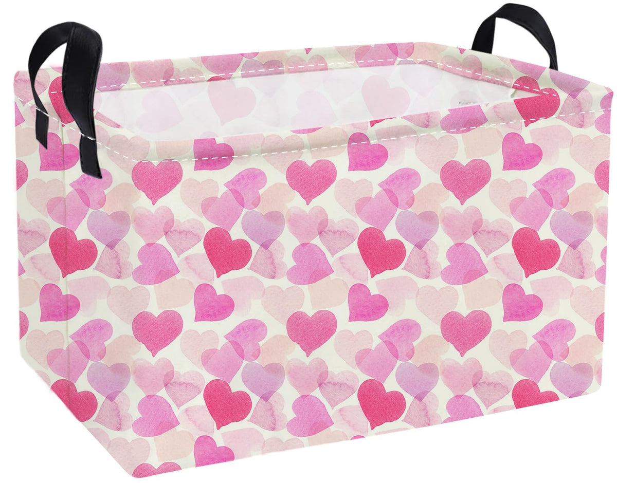 Essme rectangular heart basket with heart pattern for stylish toy organization