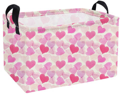 Essme rectangular heart basket with heart pattern for stylish toy organization