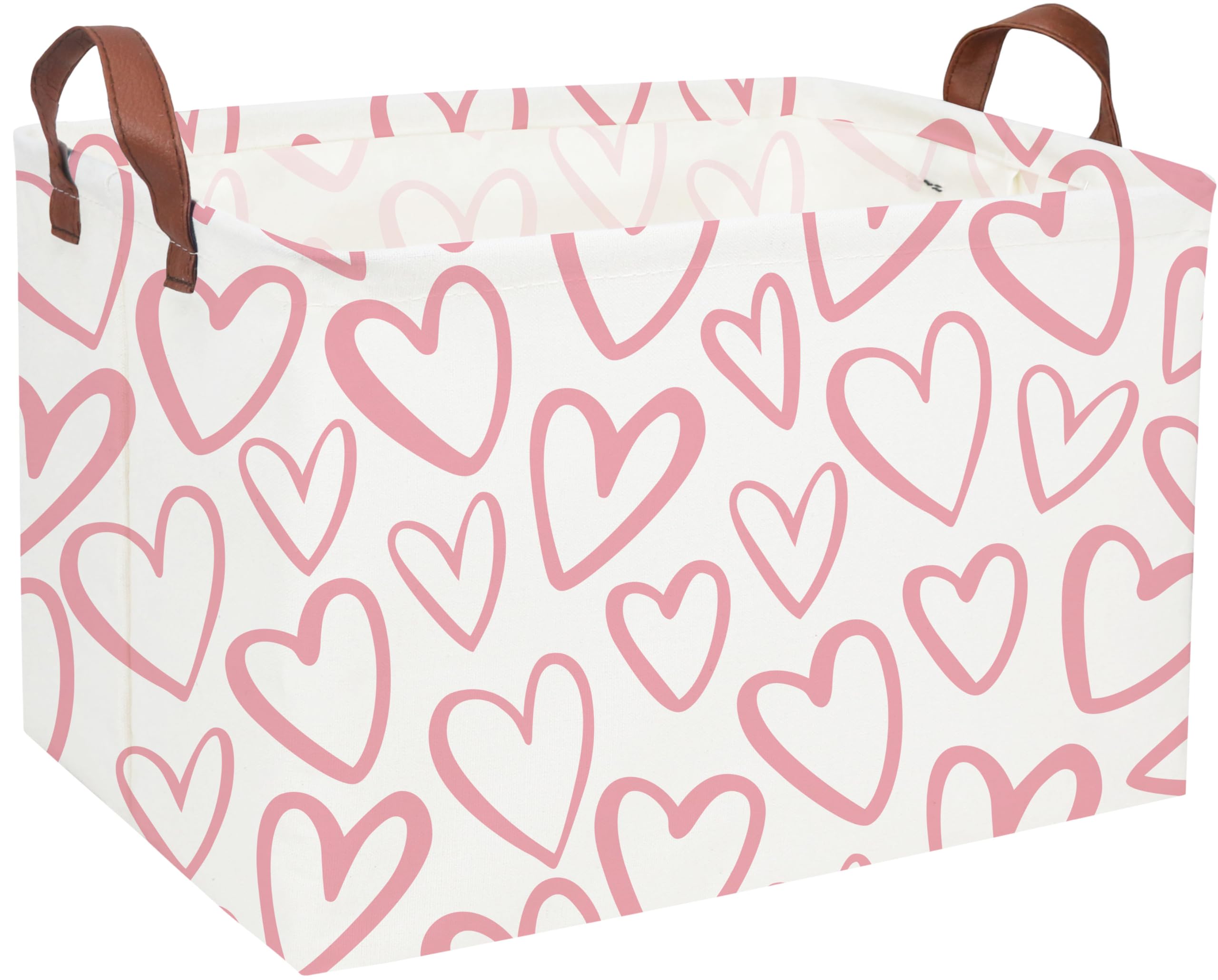 Essme rectangular pink basket with sturdy handles, ideal for nursery storage