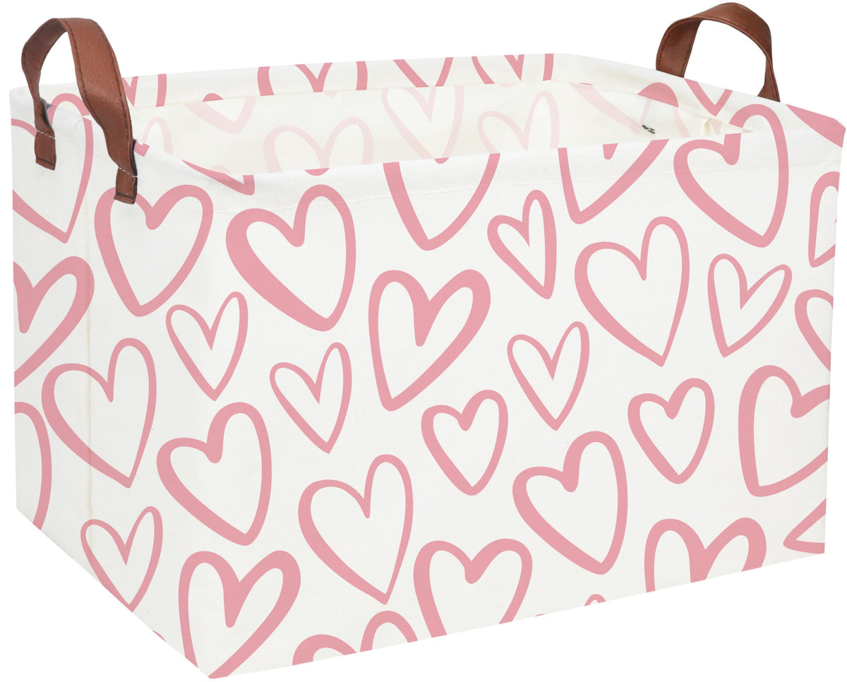 Essme rectangular pink basket with sturdy handles, ideal for nursery storage